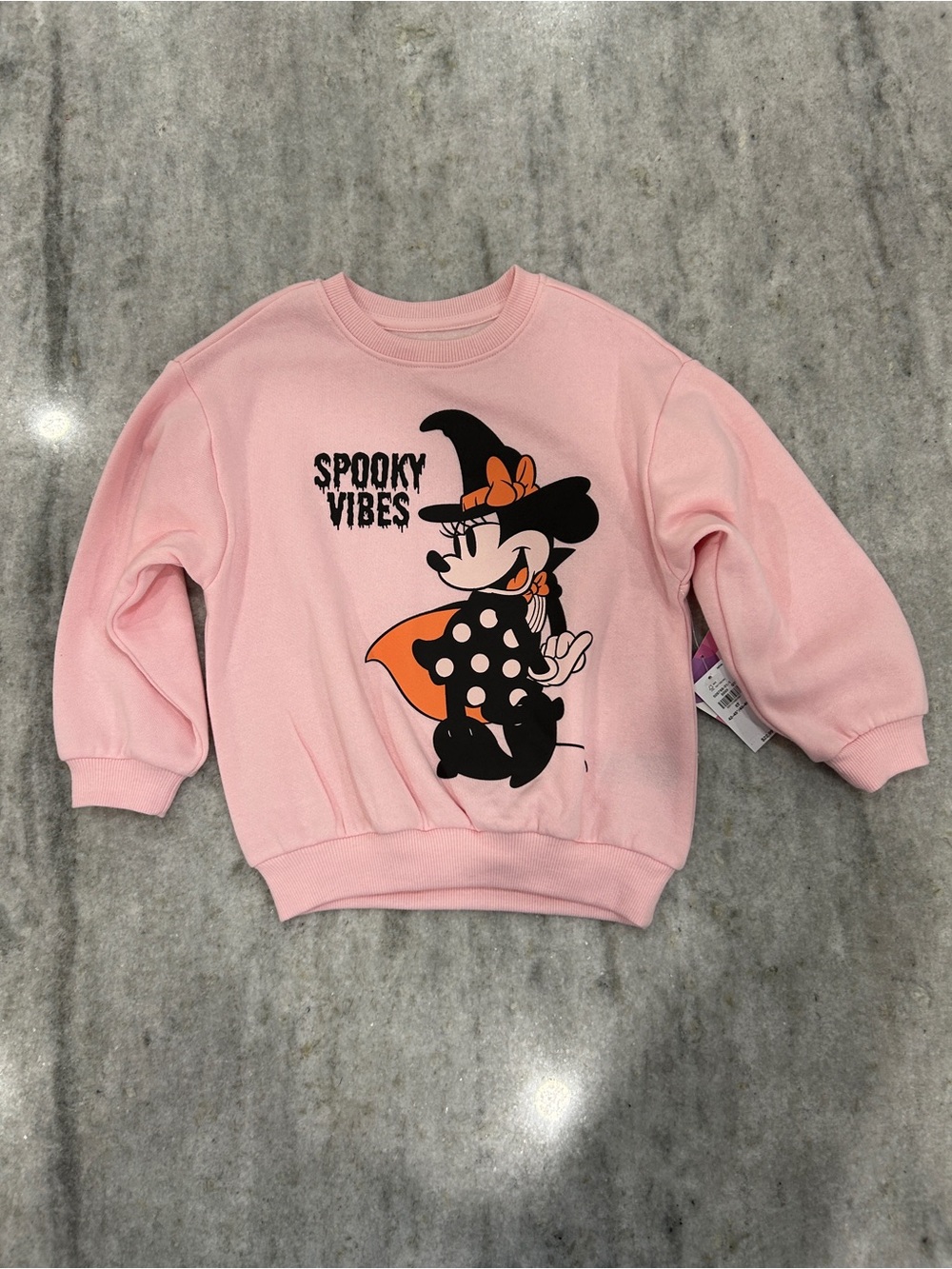 Disney Kids Pink Minnie Mouse 'Spooky Vibes' Minnie M Graphic Sweatshirt S 5T